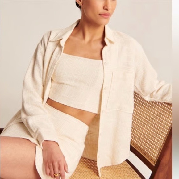 Abercrombie and Fitch Oversized Tweed button down shirt Minimalist Size Medium - Picture 2 of 13